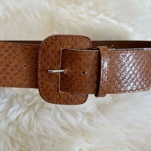 Vintage Snakeskin print brown 36” x 2” tan fashion belt